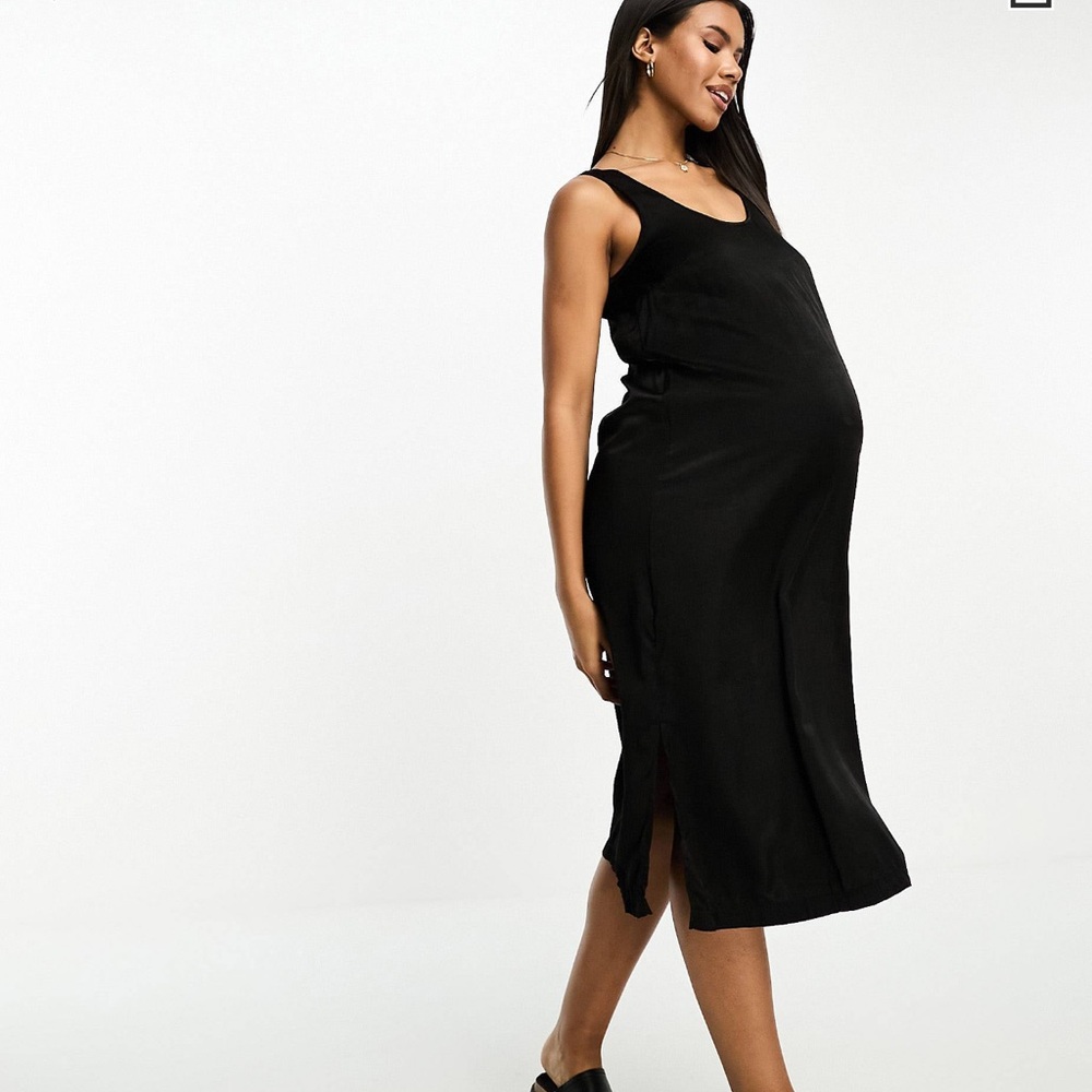 ASOS Mamalicious satin maternity black midi dress